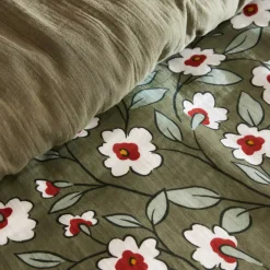 Copripiumino in garza di cotone (240 x 220 cm) Gaïa margherita Verde rosmarino