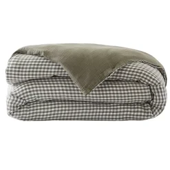 Copripiumino in garza di cotone (260 x 240 cm) Gaïa vichy Verde rosmarino