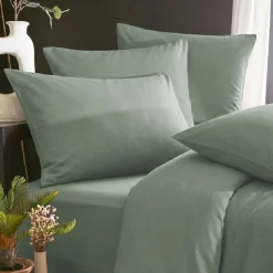 Copripiumino in lyocell Tencel™ lavato (240 x 220 cm) Olivia Verde eucalipto