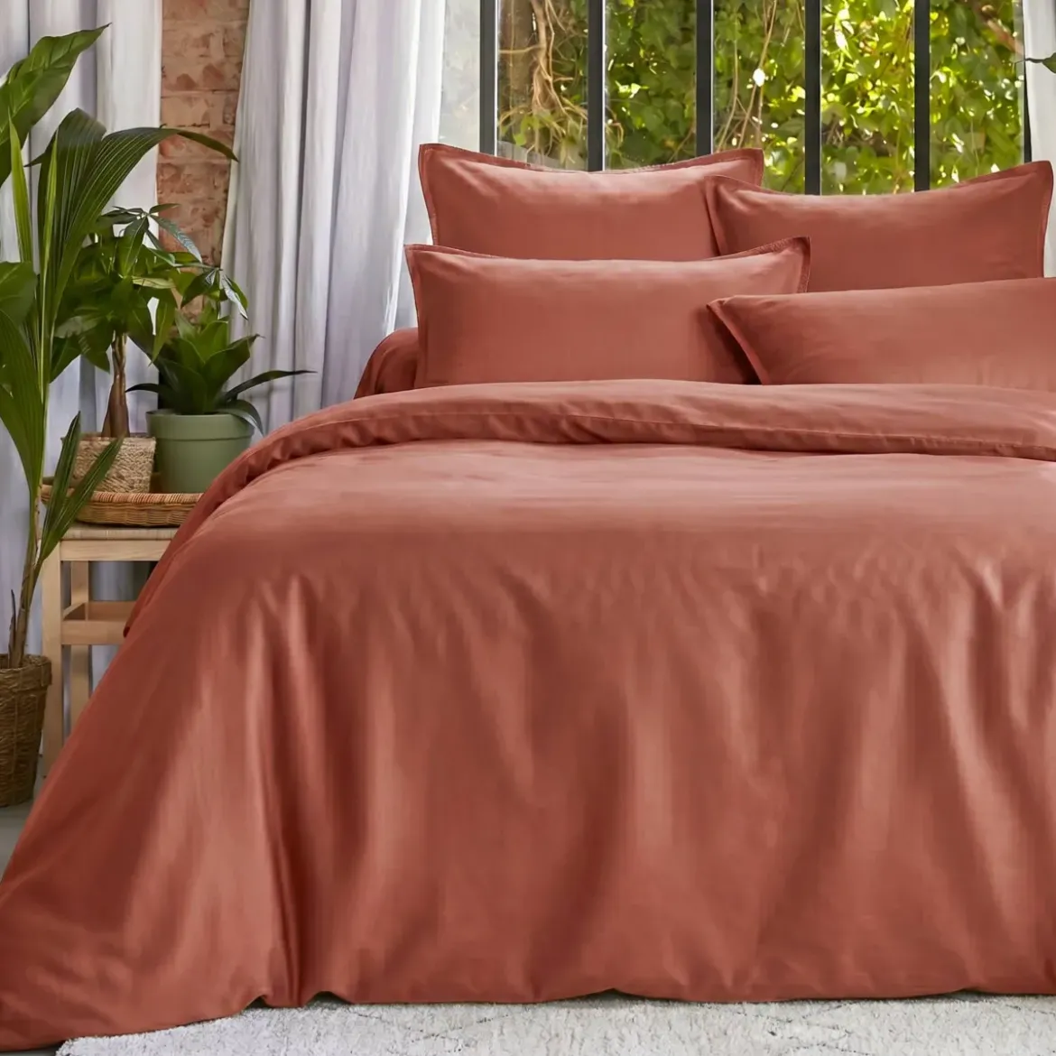 Copripiumino in lyocell Tencel™ lavato (240 x 220 cm) Olivia Terracotta