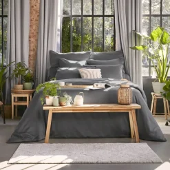 Copripiumino in lyocell Tencel™ lavato (200 x 200 cm) Olivia Granito Grigio