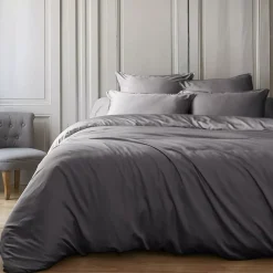 Copripiumino in raso di bambù (140 x 200 cm) Sienna Grigio granito