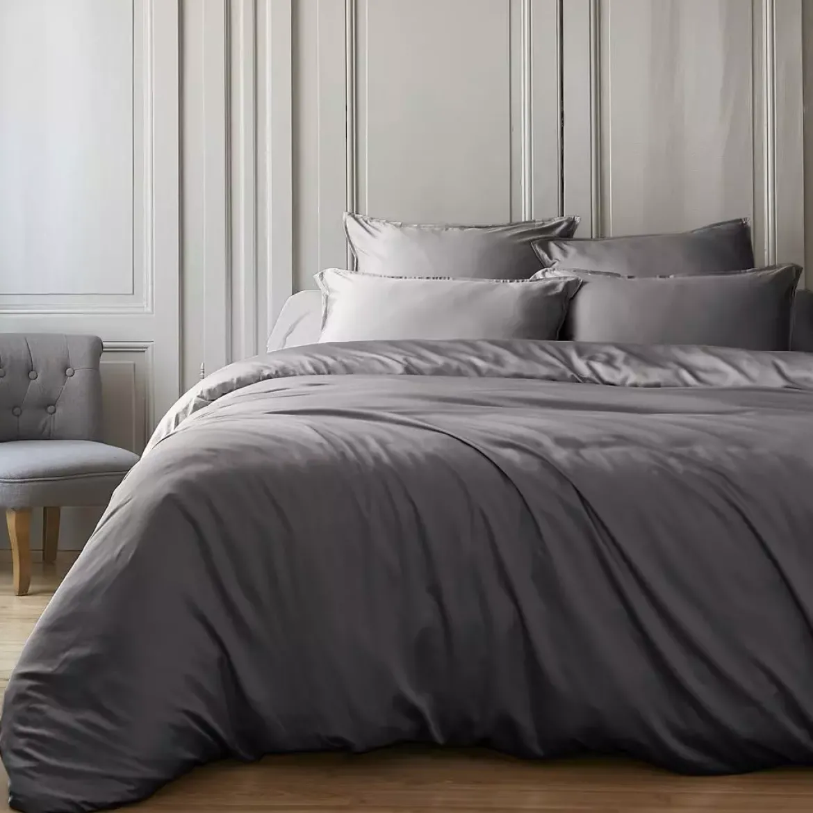 Copripiumino in raso di bambù (240 x 220 cm) Sienna Grigio granito