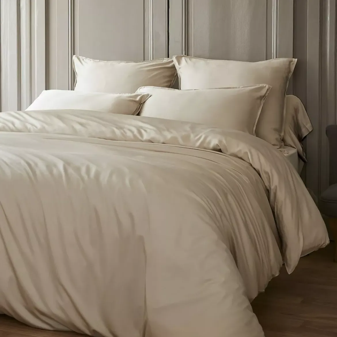 Copripiumino in raso di bambù (200 x 200 cm) Sienna Beige