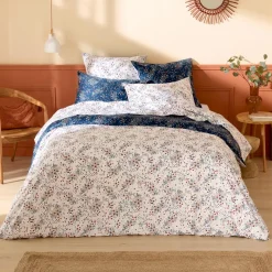 Copripiumino in raso di cotone (260 x 240 cm) Lilou Blu navy