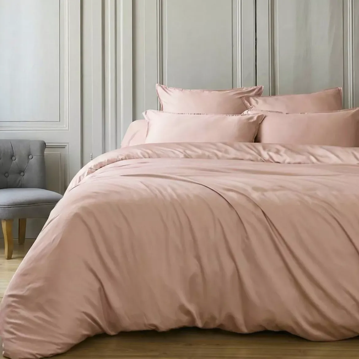 Copripiumino in satin di bambù (200 x 200 cm) Sienna Rose blush