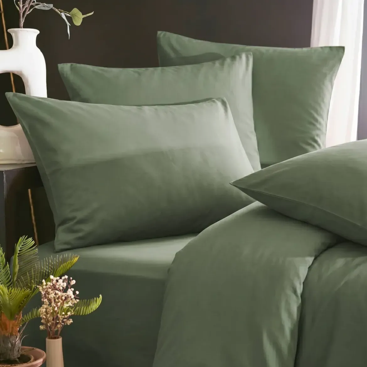Copripiumino lyocell Tencel™ lavato (280 x 240 cm) Olivia Verde rosmarino