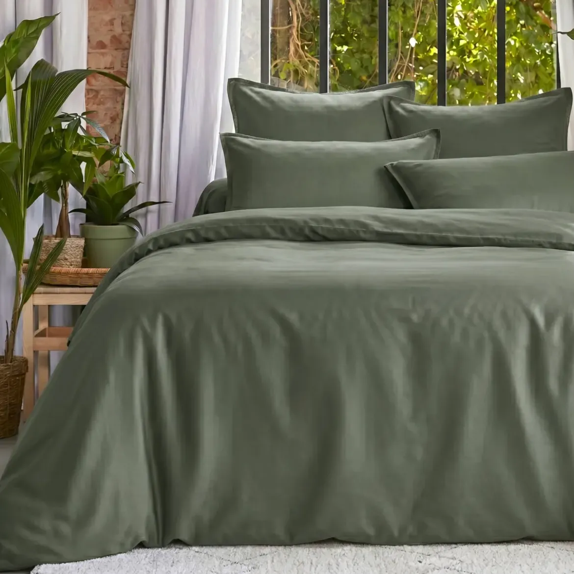 Copripiumino lyocell Tencel™ lavato (280 x 240 cm) Olivia Verde rosmarino