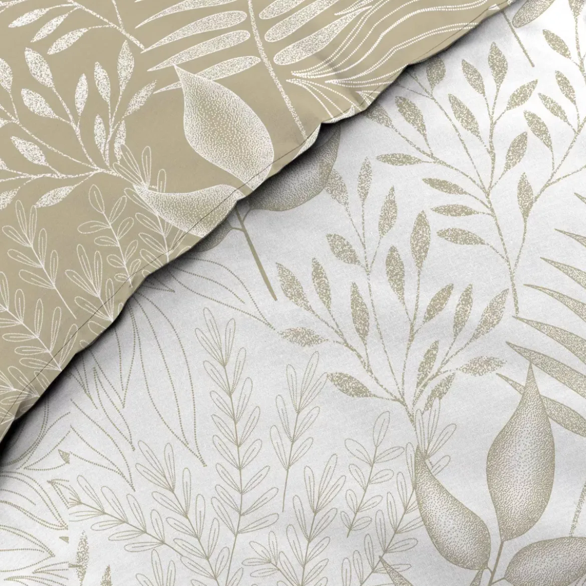 Copripiumino matrimoniale e due federe cotone (260 x 240 cm) Cassia Beige