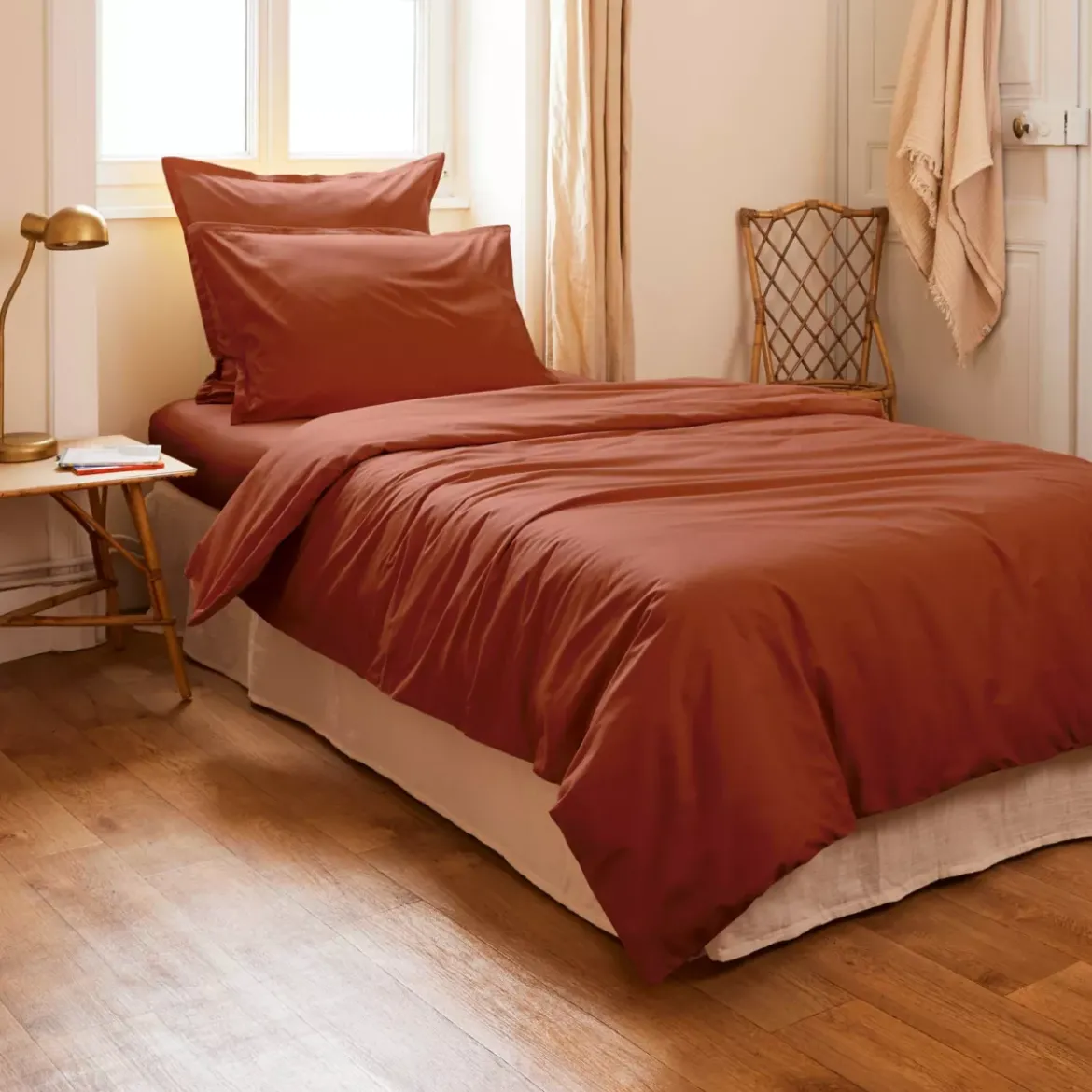 Copripiumino percalle di cotone (140 cm) Cali Terracotta