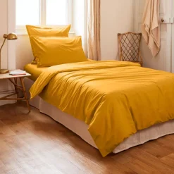 Copripiumino percalle di cotone (140 cm) Cali Giallo senape
