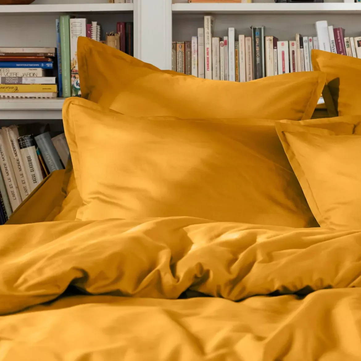 Copripiumino percalle di cotone (240 cm) Cali Giallo senape