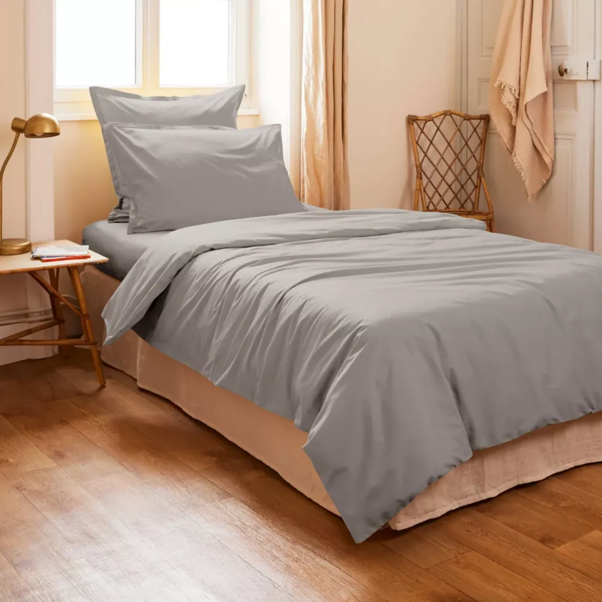 Copripiumino percalle di cotone (140 cm) Cali Grigio chiaro