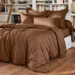Copripiumino percalle di cotone (240 cm) Cali Marrone Cioccolato