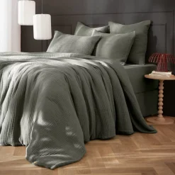Copripiumino quadrupla garza di cotone (280 x 240 cm) Victoria x Gaïa Verde rosmarino
