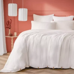 Copripiumino quadrupla garza di cotone (260 x 240 cm) Victoria x Gaïa Bianco chantilly