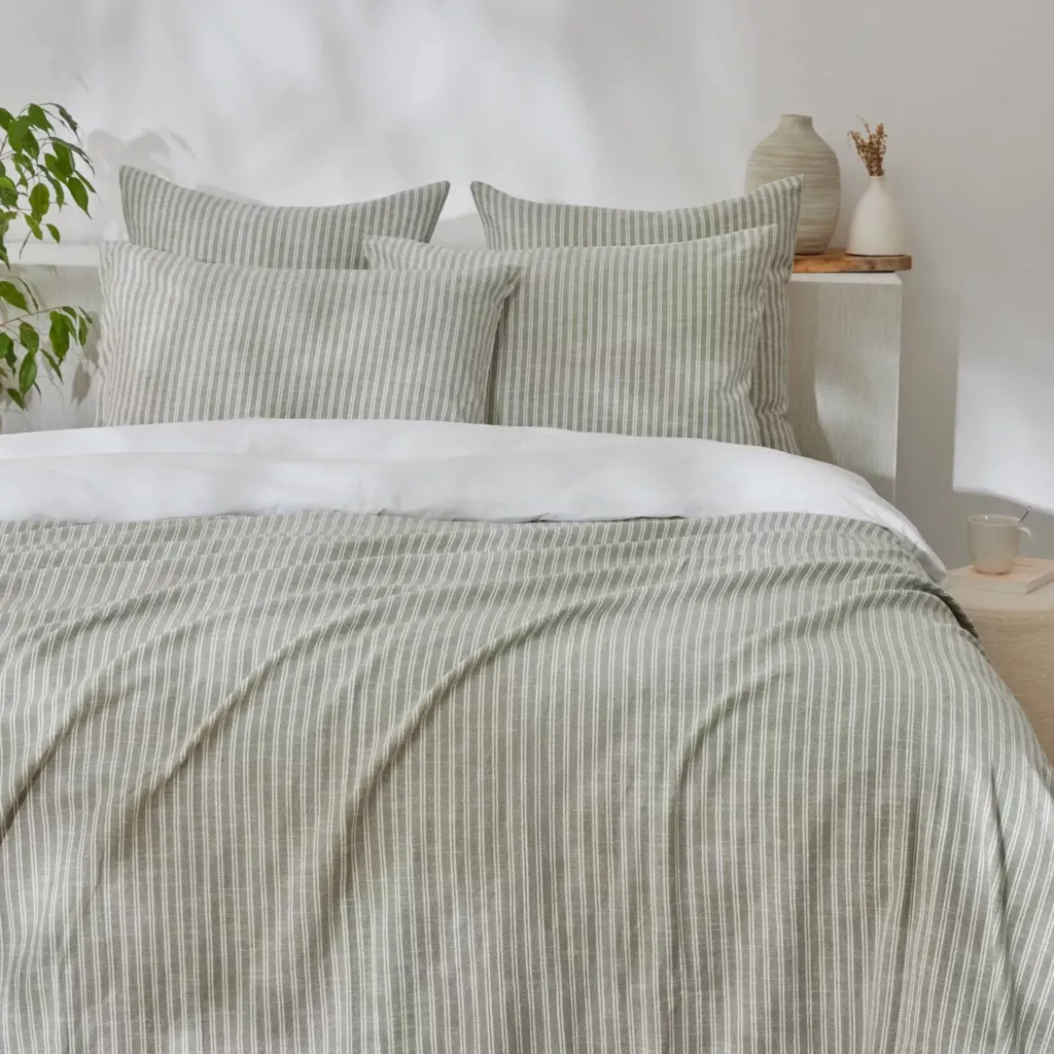 Copripiumino reversibile in cotone testurizzato e percale (260 x 240 cm) Alice Verde