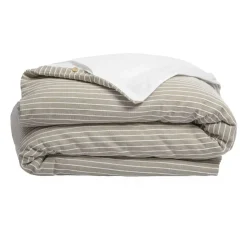 Copripiumino reversibile in cotone texturizzato e percale (140 x 200 cm) Alice Ecru