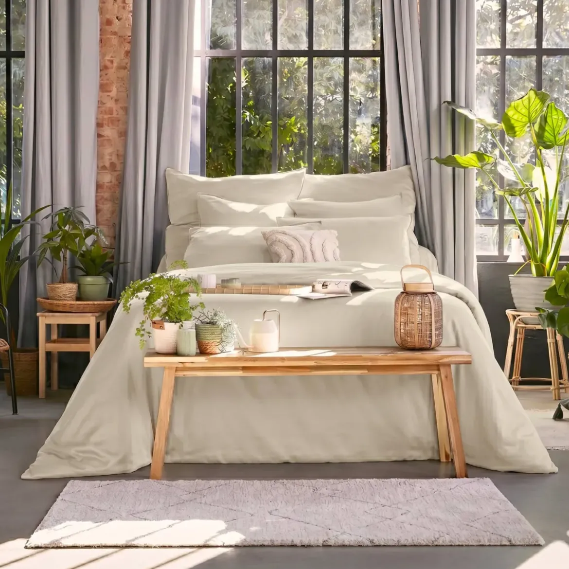 Copripiumino Tencel™ lyocell lavato (200 x 200 cm) Olivia Beige pampa