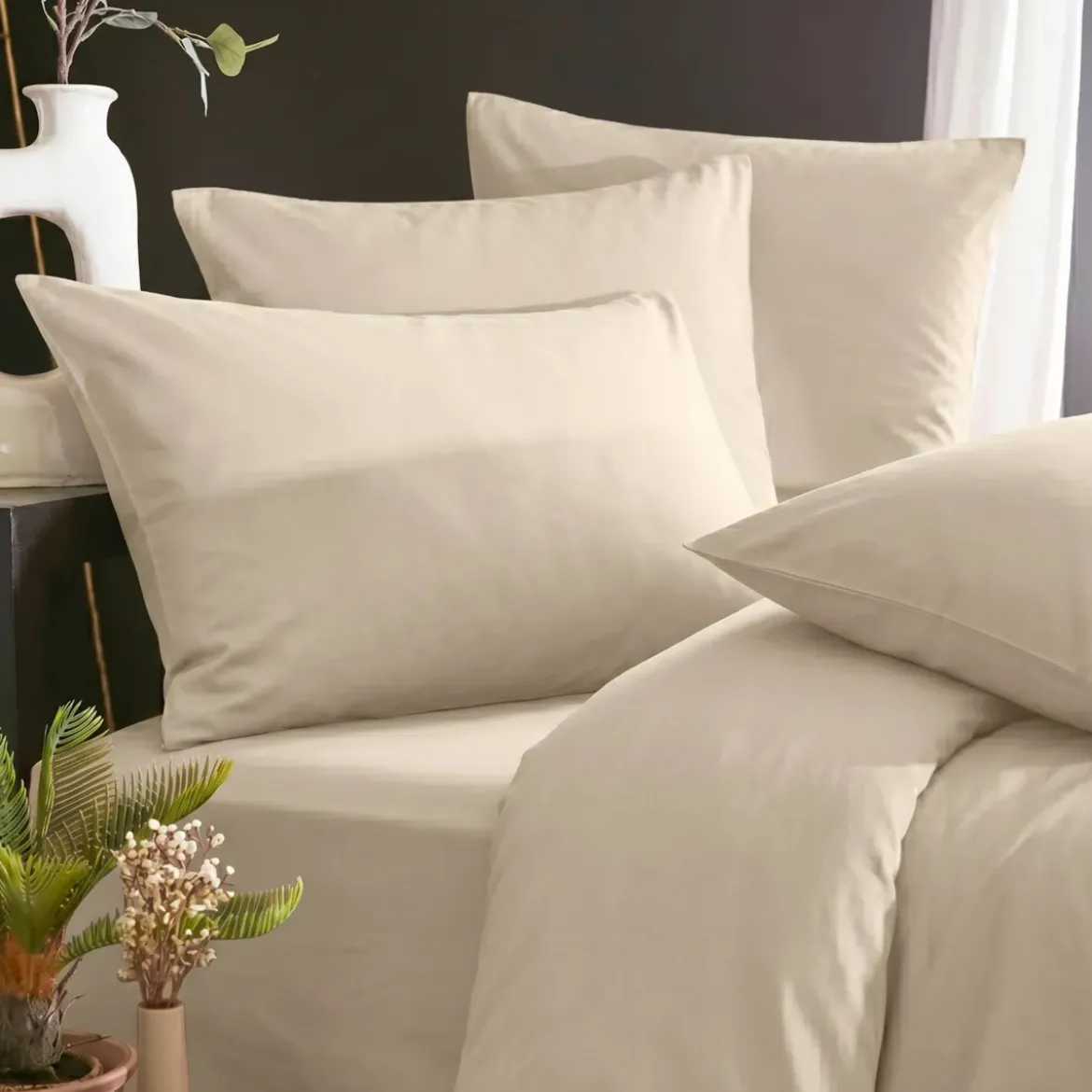 Copripiumino Tencel™ lyocell lavato (200 x 200 cm) Olivia Beige pampa