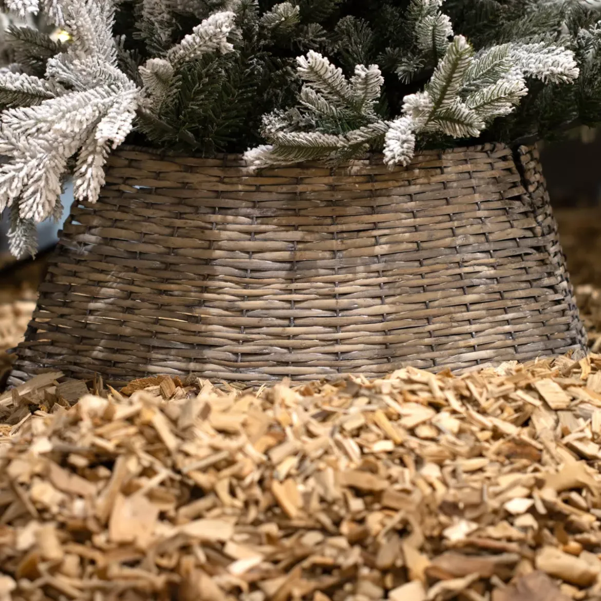 Coprivaso albero di Natale in vimini (D57 cm) Salice intrecciato Grigio invecchiato