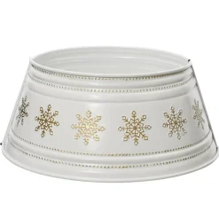 Coprivaso di albero in metallo (D70 cm) Bianco e Fiocchi d'oro