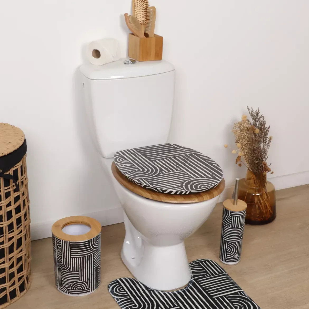 Copriwater WC 18 pollici MDF Ethnic Vibes Nero