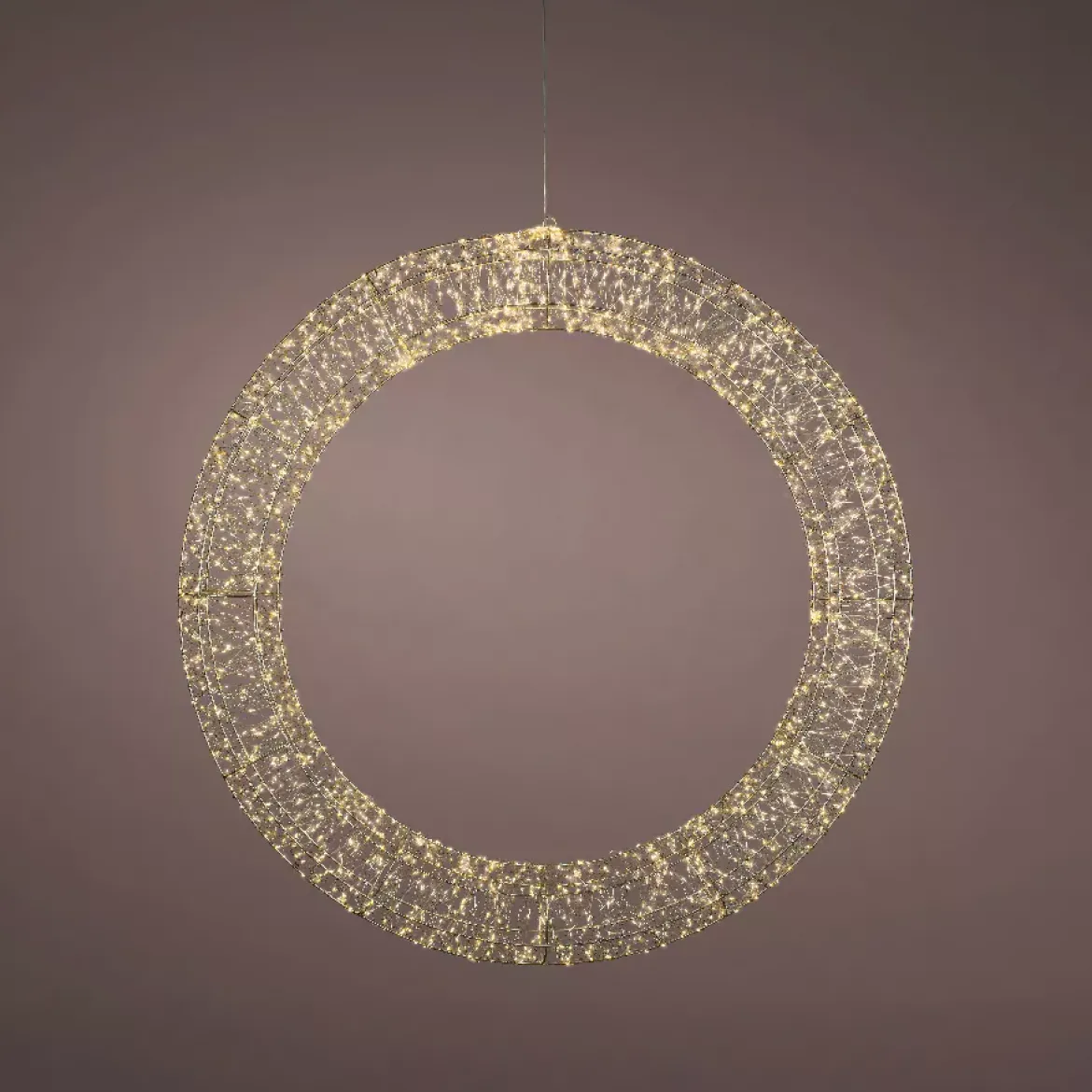 Corona di Natale Gigante luminosa Micro 1800 LED (D116 cm) Scintilli Argento e bianco caldo