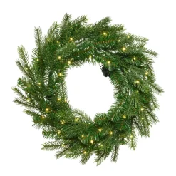 Corona di Natale luminosa (D50 cm) Grandis Verde e bianco caldo