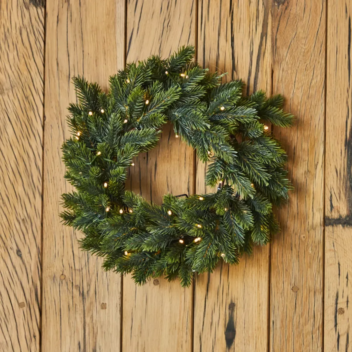 Corona di Natale luminosa (D50 cm) Grandis Verde e bianco caldo