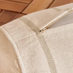 Cuscino da esterno in tela di cotone cilindrico (45 x 20 cm) Ocealys Beige