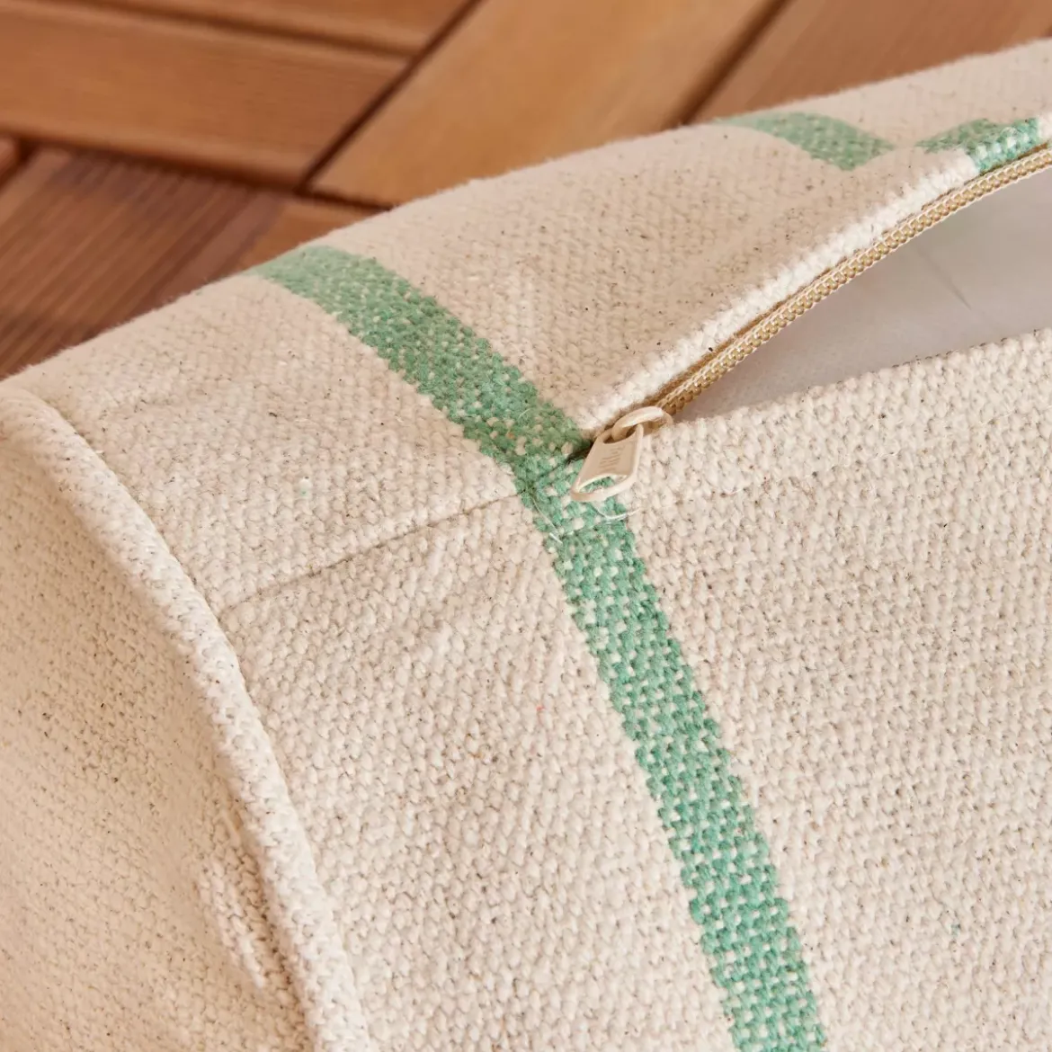 Cuscino da esterno in tela di cotone cilindrico (45 x 20 cm) Ocealys Verde