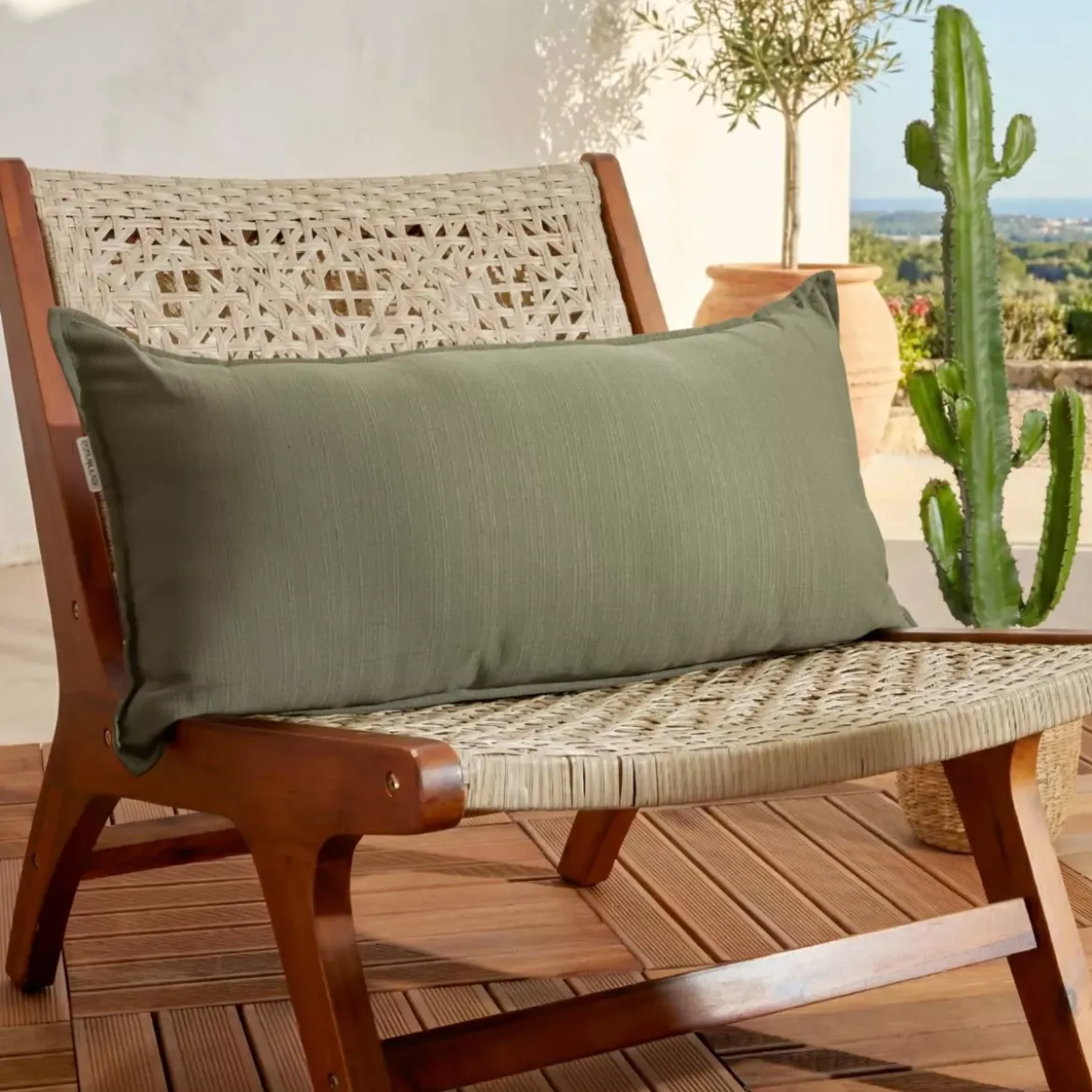 Cuscino da esterno rettangolare (35 x 70 cm) Sunset Verde cachi