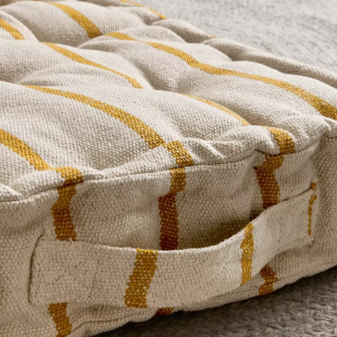 Cuscino da pavimento esterno tela di cotone (45 x 45 cm) Ocealys Giallo senape