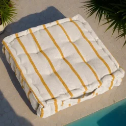 Cuscino da pavimento esterno tela di cotone (45 x 45 cm) Ocealys Giallo senape