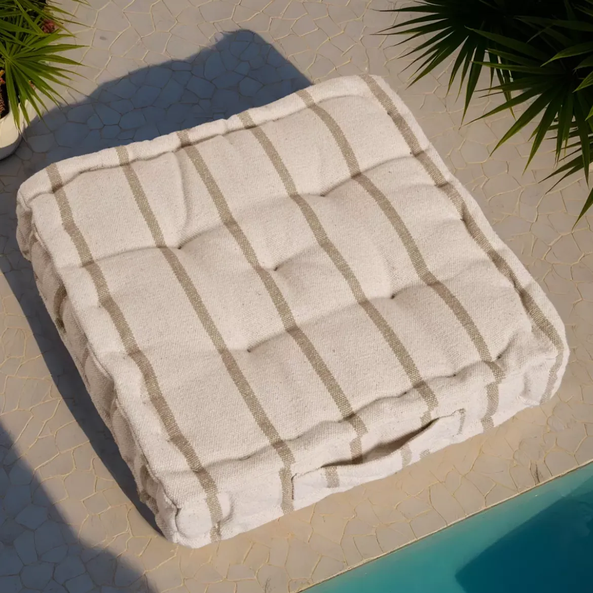 Cuscino da pavimento esterno tela di cotone (45 x 45 cm) Ocealys Beige