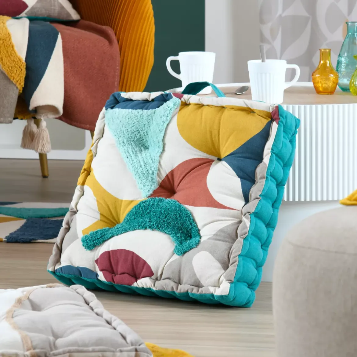 Cuscino da pavimento in cotone (45 x 45 cm) Blokken Multicolore