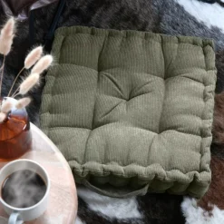 Cuscino da pavimento quadrato in velluto (45 x 45 cm) Dandy Verde cachi