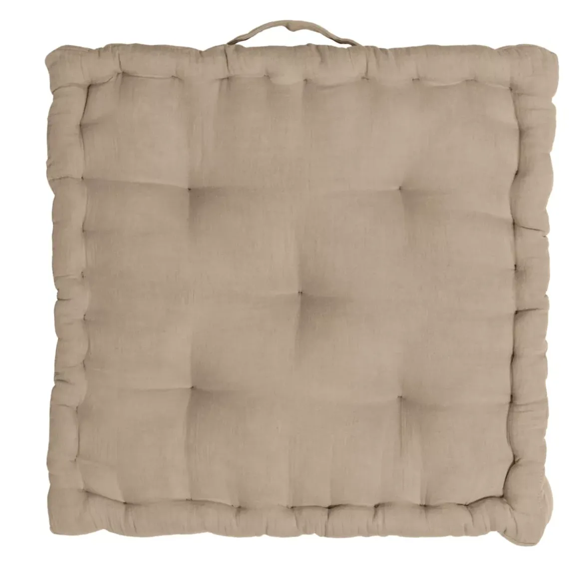 Cuscino da pavimento quadrato garza di cotone (50 x 50 cm) Gaïa Marrone corda