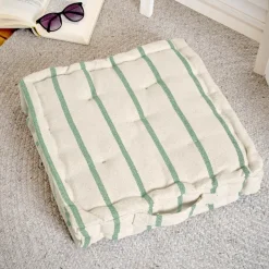 Cuscino da terra per esterni in tela di cotone quadrato (45 x 45 cm) Ocealys Verde