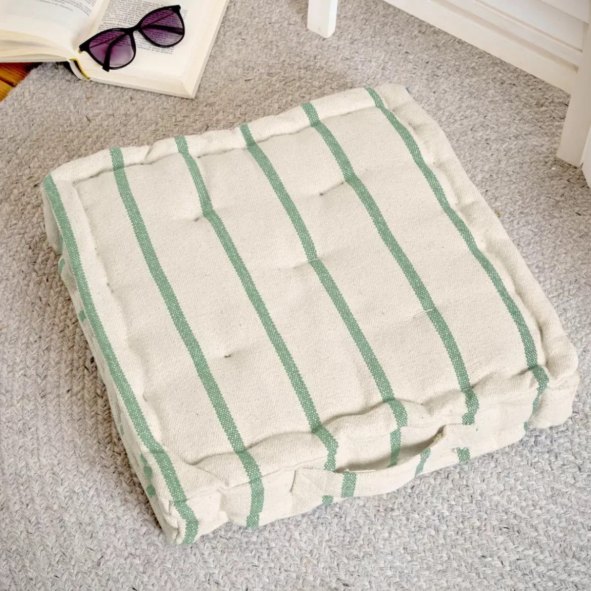 Cuscino da terra per esterni in tela di cotone quadrato (45 x 45 cm) Ocealys Verde