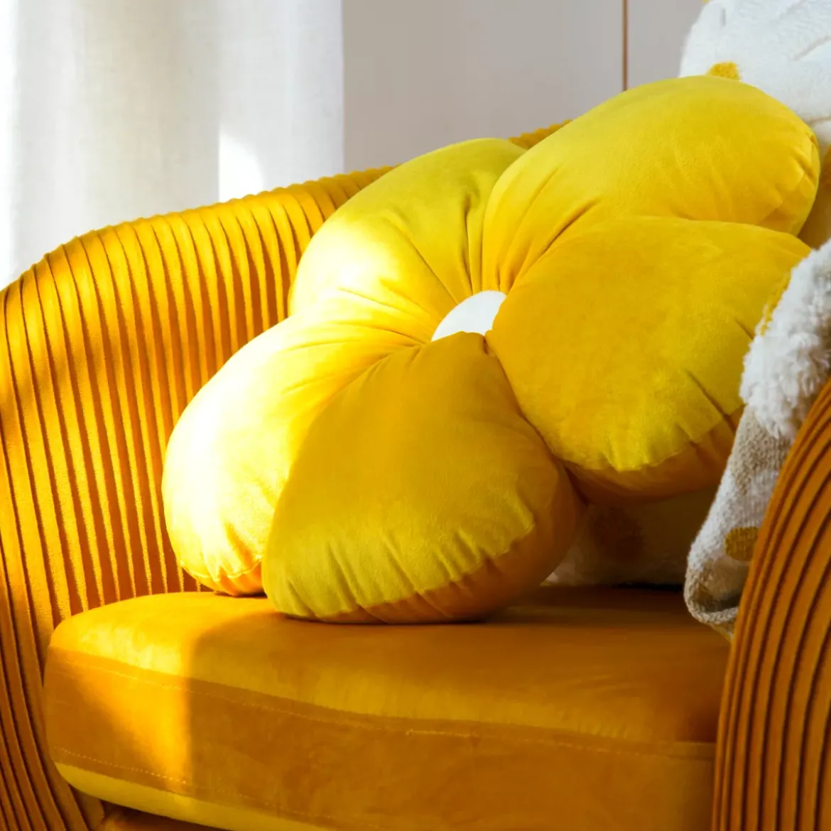 Cuscino fiore rotondo (40 cm) Camille Giallo