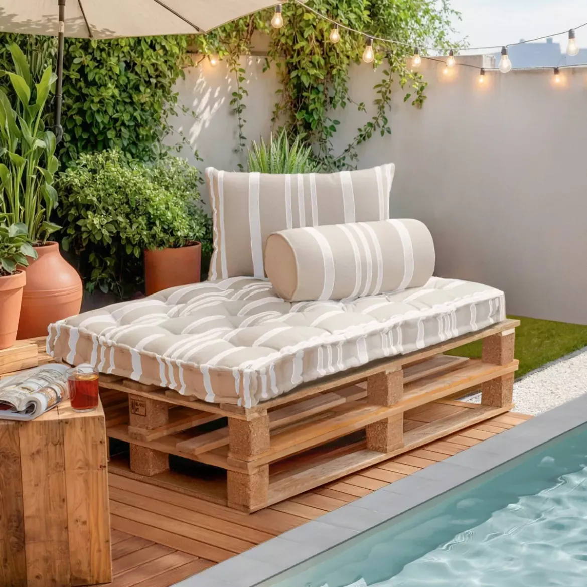 Cuscino per pallet da esterno rettangolare (120 x 80 cm) Nautira Bianco