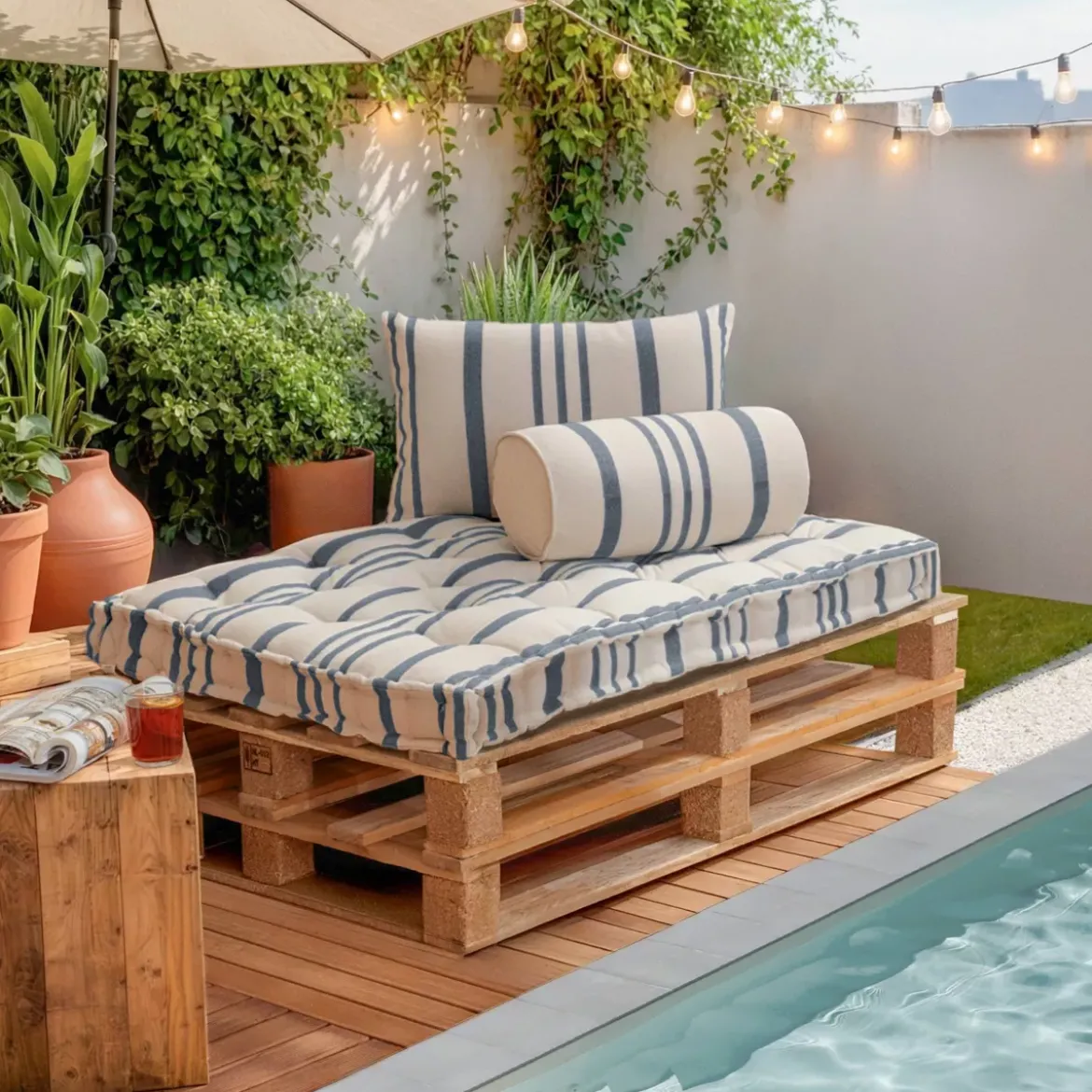 Cuscino per pallet da esterno rettangolare (120 x 80 cm) Nautira Blu navy