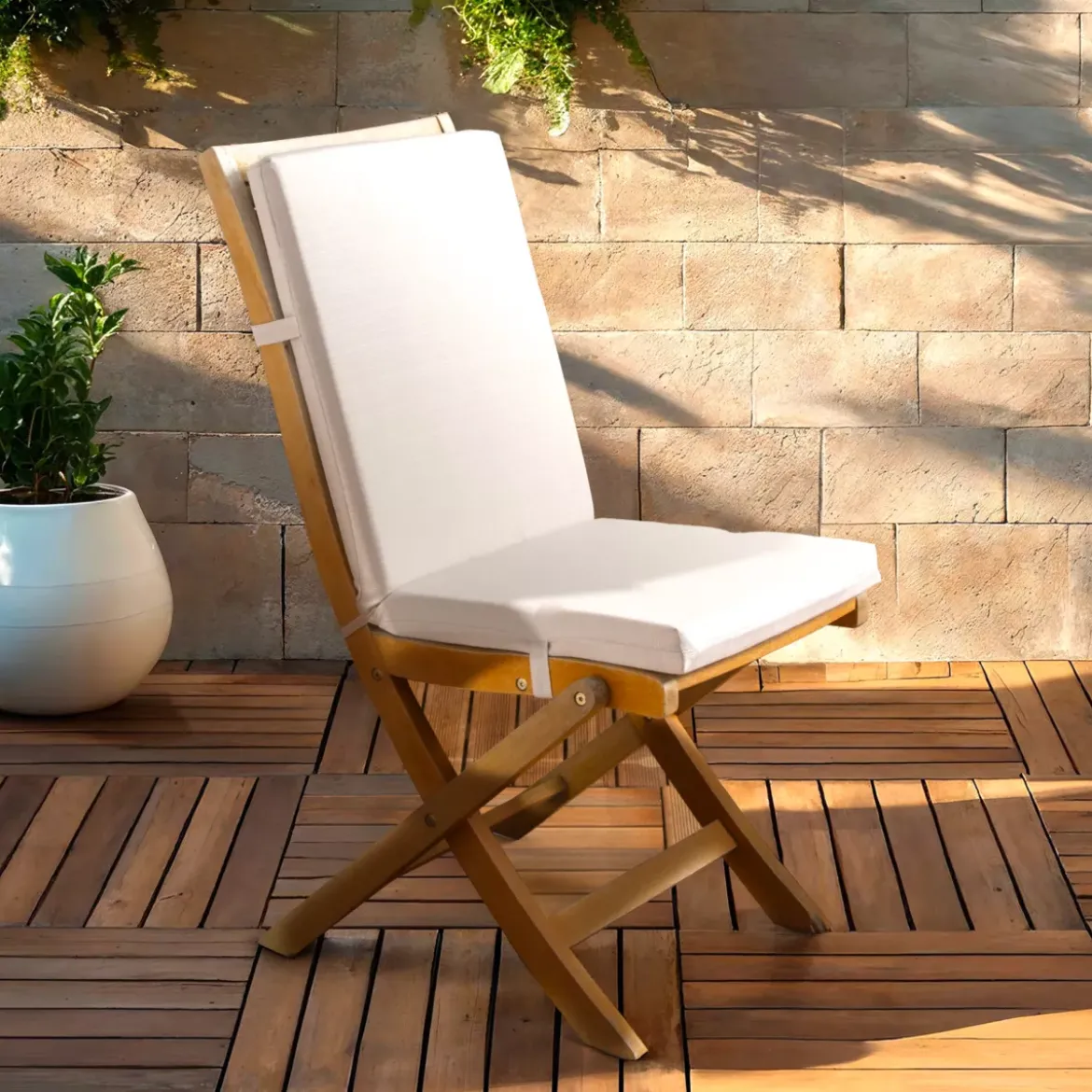 Cuscino per sedia da esterno con schienale (90 x 40 cm) Sunset Ecru