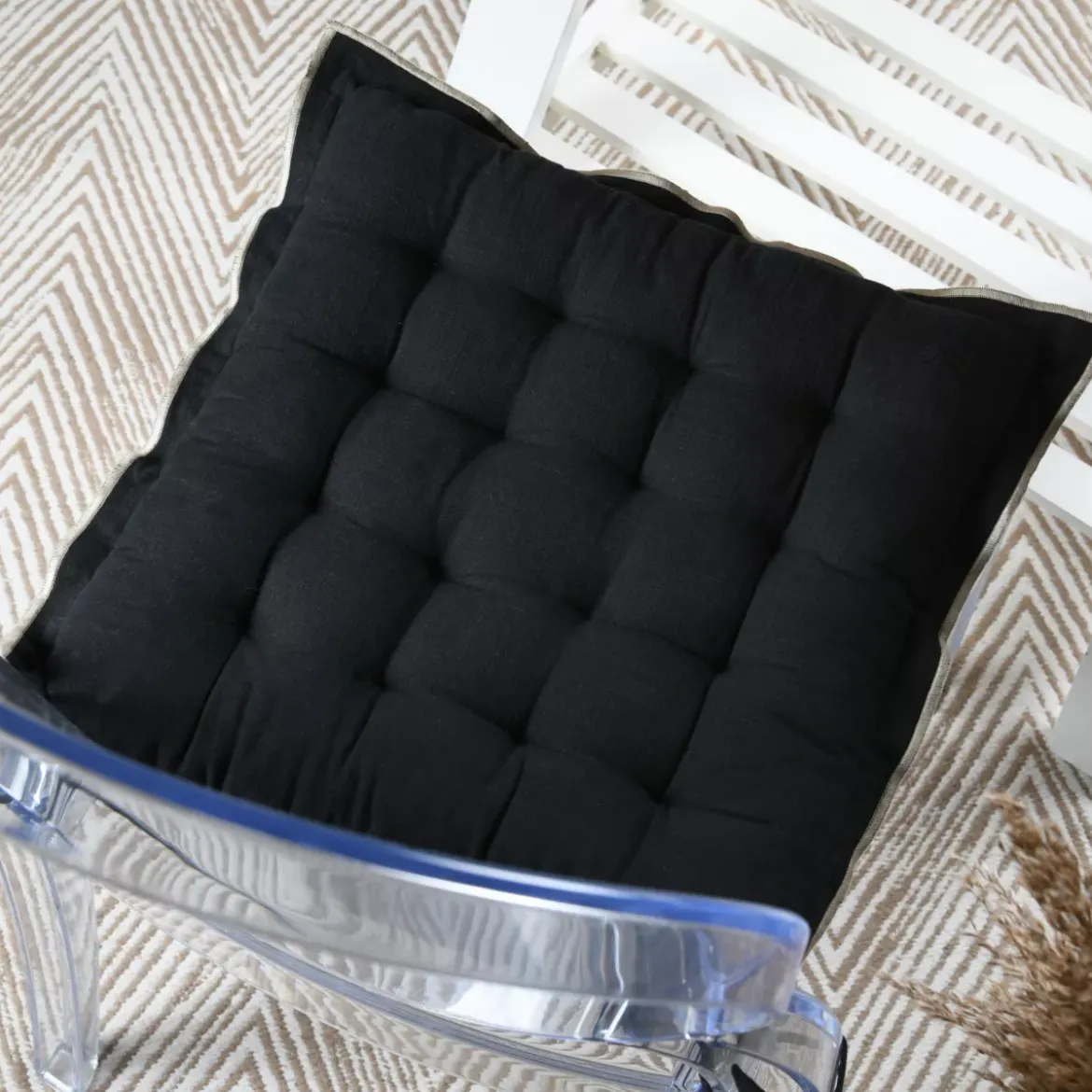Cuscino per sedia quadrato in cotone (38 x 38 cm) Helios Nero
