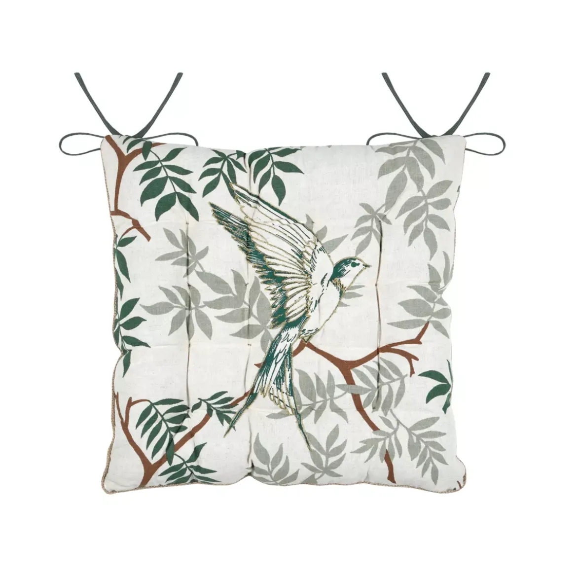 Cuscino per sedia quadrato in cotone (38 x 38 cm) Botanys Ecru
