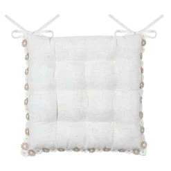 Cuscino per sedia quadrato in cotone (38 x 38 cm) Camille Ecru