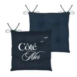 Cuscino per sedia quadrato in cotone (38x38 cm) Bordemer Blu navy