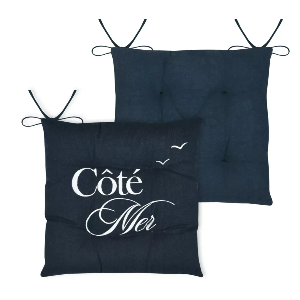 Cuscino per sedia quadrato in cotone (38x38 cm) Bordemer Blu navy